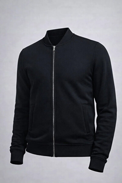 COMBİNE MİCHAİL Men's Casual Cotton Black College Jacket