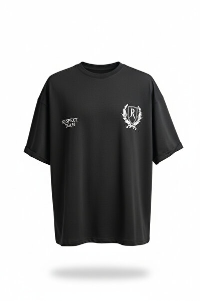 Wonraces Tricou bărbați supradimensionat guler rotund Team Respect cu imprime...