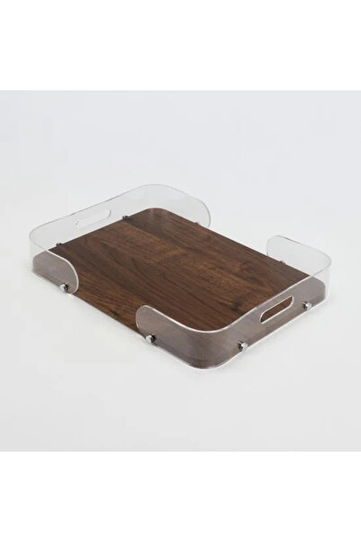 TULIN صينية تقديم بتصميم عصري مصنوعة من الخشب والأكريليك، 41 × 31 سم