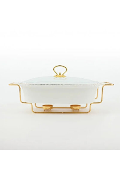 TULIN Luxury rectangular serving warmer with glass base and lid