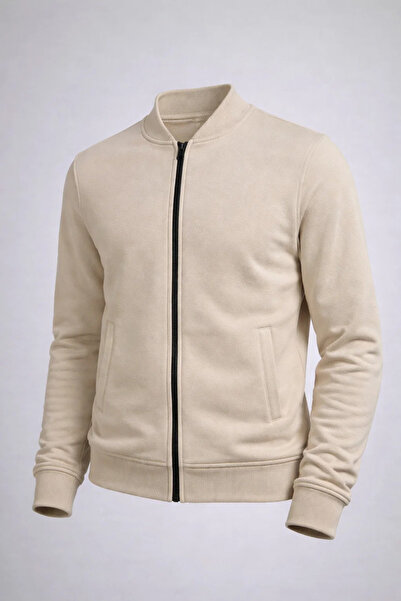 COMBİNE MİCHAİL Men's Casual Cotton Cream College Jacket