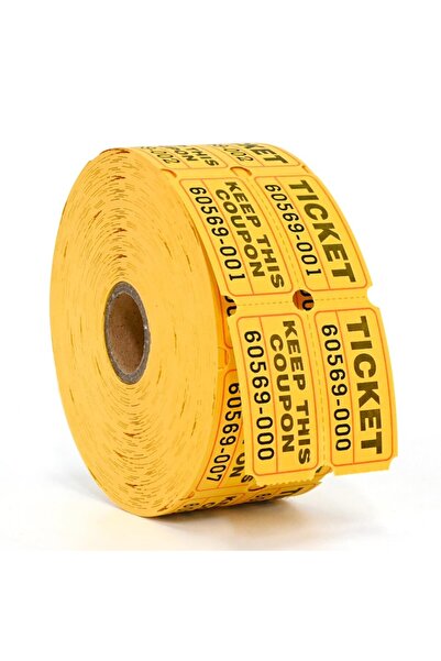 Choice تذاكر دخول صفراء ملونة قابلة للتمزيق، مقاس واحد، عبوة من 500 قطعة، قسا...