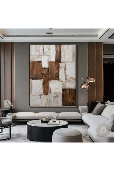 lawhat تتكوين ترابي – لوحة تجريدية فاخرة مطبوعة على قماش الكانفس