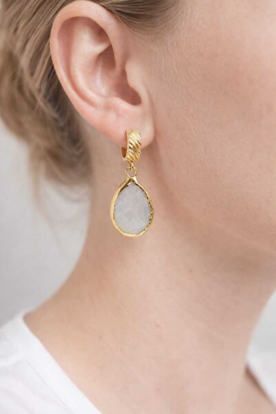 Feyz Tasarım Moonstone Hoop Earrings