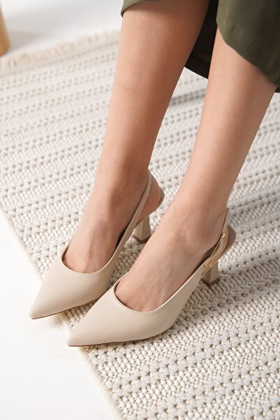 aczagul butik Women's Matte Beige Heeled Shoes Tr20Ms01E