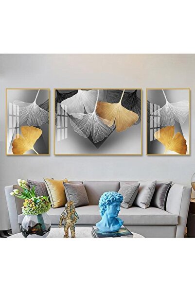 lawhat لوحة زخرفية حديثة فاخرة من أوراق الجنكة الذهبية مطبوعة على قماش الكانف...