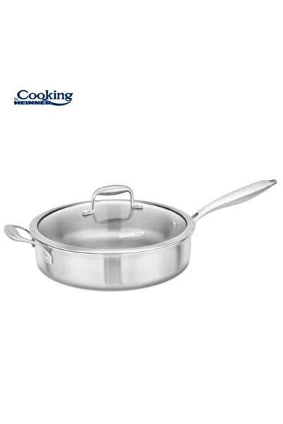 Heinner Deep Stainless Steel Pan with Lid, 3 Layers, 28 x 7.5 cm