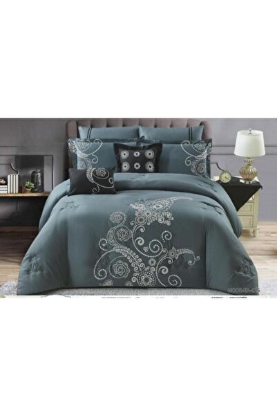 Ropi غطاء سرير مطرز باللون الأحمر الياقوتي لشخصين