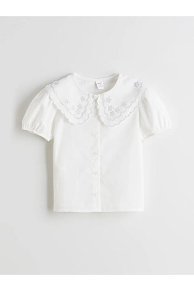 LC Waikiki LCW Kids Ekru Bebe Yaka Kız Çocuk Gömlek