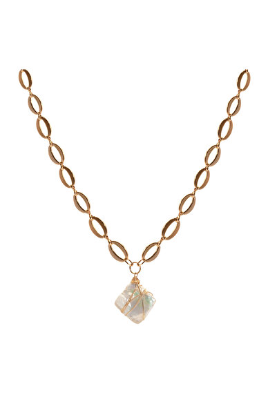 runa Necklace with baroque cultured pearl and 18k gold plated stainless steel