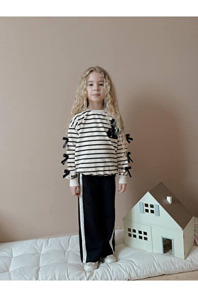 Jolly Kids Set de tricou piese pentru fete, cu detaliu panglică în dungi