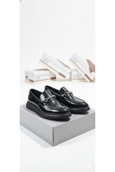 halismenspor Men's Patent Leather Shiny Black Classic Shoes Daily Wedding Engagement Shoes Metal Tassel