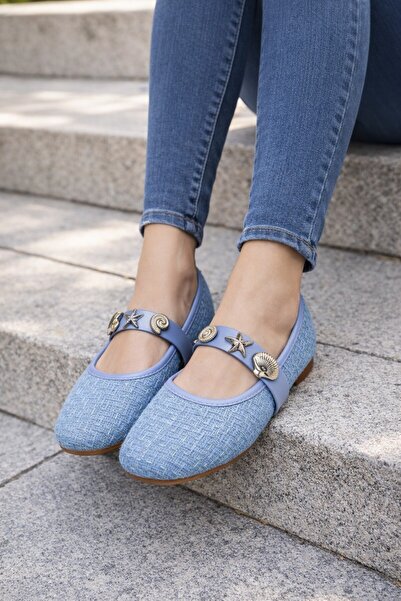 Moda Frato Capri Mohair Turalı Babet Daily Women's Shoes Mary Jane Home Balle...