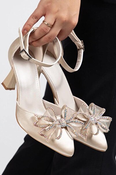 yezy shoes Bow Detailed Thin Heeled Satin Heeled Shoes Evening Dress Stilettos