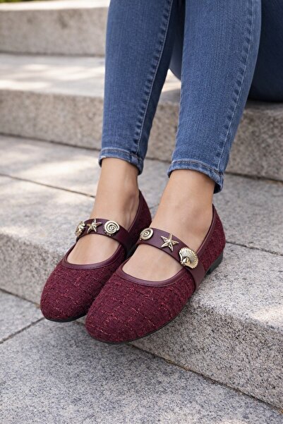 Moda Frato Capri Mohair Turalı Babet Daily Women's Shoes Mary Jane Home Balle...