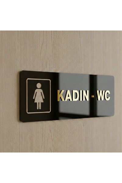 pleksisanati Pleksi Kadın WC Yönlendirme Tabelası - Çift Renk