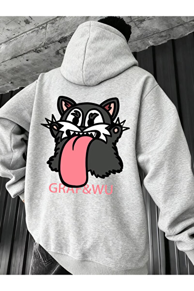 Flow touch Unisex Cat B Printed Sweatshirt Black