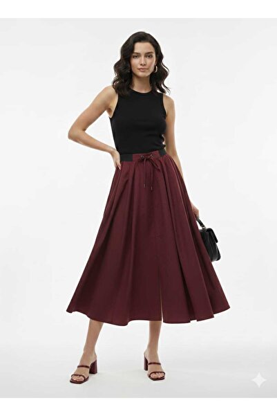 kikiriktekstil Fusta maxi de damă cu talie elastică, cu detaliu cu șliț, croi...