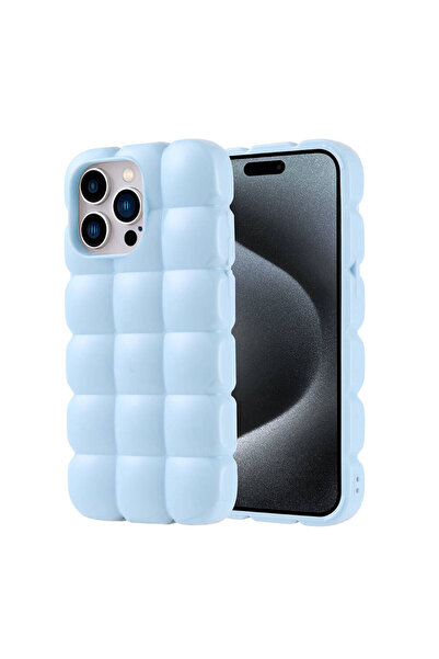 efura غطاء حماية لآيفون 15 برو ماكس من السيليكون المرن اللامع EFR Dom Dom - أزرق