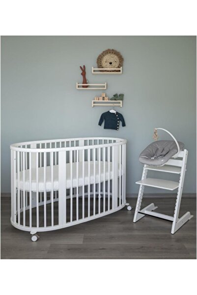 Star Kids سرير أطفال بيضاوي موفر للمساحة مصنوع من خشب الزان الطبيعي، مناسب لل...