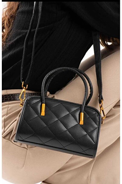 ÖZÜM TAKI Women's Patterned Hand and Shoulder Bag Black