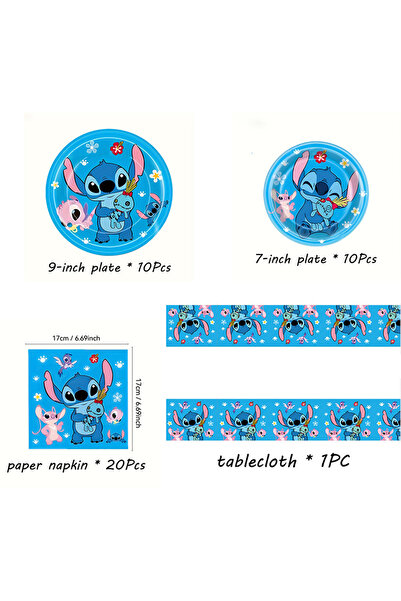 Miniso 41 قطعة من لوازم حفلات أعياد ميلاد الأطفال بتصميم ستيتش الأزرق، تشمل أ...