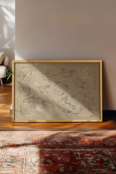 Postifull Vintage slika, poster u bež okviru, vintage zidni dekor