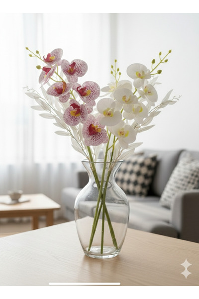 Miha Deco 1 Adet Mor 1 Adet Beyaz Orkide Aranjman