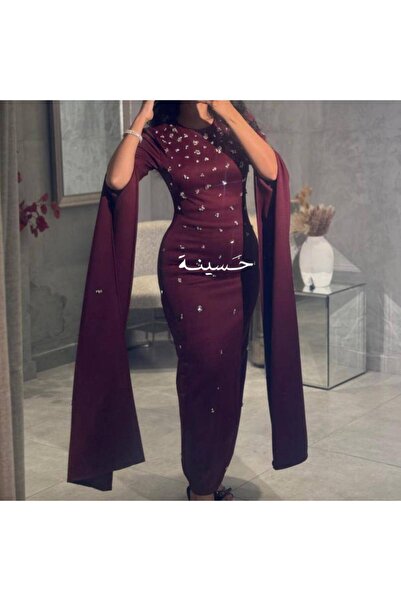 hasinah فستان ضيّق بلمعة ناعمة بتطريز نجوم