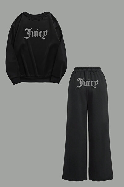 Bozz&Bozz Collection Women's Juicy Crystal Stone Printed Tracksuit Set Hoodie...