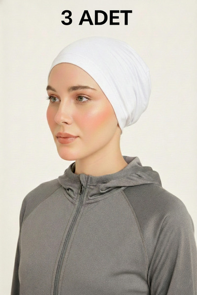 Ramellia بونيه وايت بوبي - بونيه حجاب مريح وغير قابل للانزلاق، بونيه شال، بون...