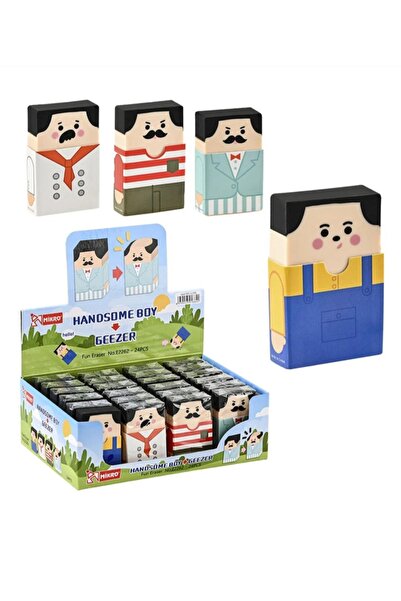 Mikro Handsome Figürlü 3D Silgi 3 Adet - Sildikçe Kelleşen Silgi