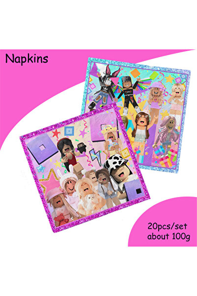 Choice napkin 20pcs Roblox Girl Decorations for Purple pink Party Banner Birt...