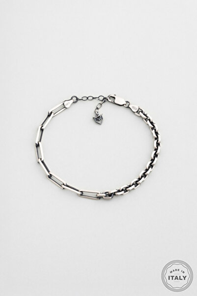 So CHIC... Kratos İtalyan 21 Cm Gun Metal Kaplama Gümüş Erkek Bileklik