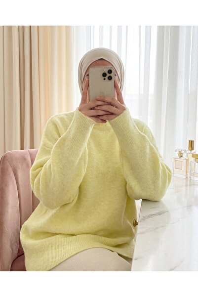 Modamorfo Half-Throated Soft Casual Knit Sweater - Light Yellow