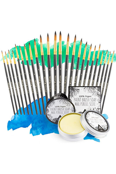 Tritart Set de 24 de pensule de pictură, cu vârf rotund și ascuțit, cu săpun ...