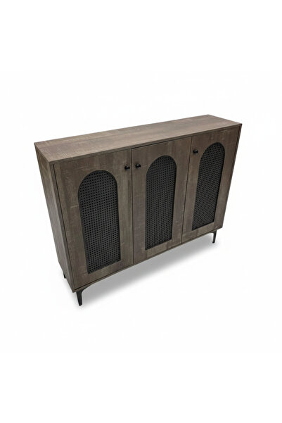 Generic Modern 3-Door Rattan Shoe Cabinet - Large Capacity (120x30x95 cm)