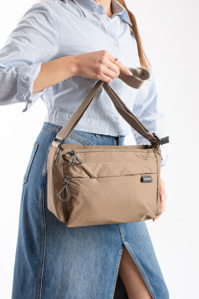 Sanmoris Geantă de umăr rezistentă la apă, de culoare kaki, cu curea reglabil...