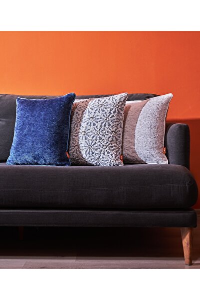 THE KUN Çiçek Motifli, Bukleli ve Sade Dokulu Yumuşak Tuşeli 3'lü Kırlent Kıl...