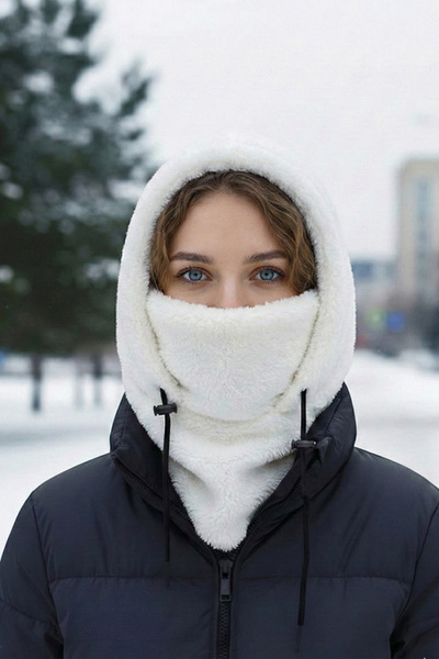 Leiste Wig Kapşonlu Peluş Peluş Kadın Bere Atkı Kadın Polar Boyunluk Şalı Rüzgar Geçirmez Şapka