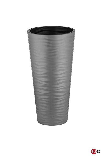 CANBOTANİK 51 Lt Dekoratif Kapı Önü Ve Salon Antrasit Kumsal Vazo Saksı & Şem...