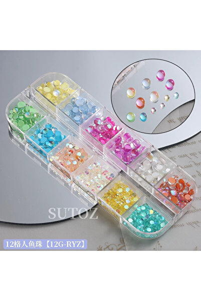 Venalisa 12li Cam Boncuk Tırnak Süsleme Nail Art Charm