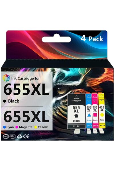HP 655XL KARTUŞ DeskJet Ink MUADİL 3525 4615 4625 5525 6520 6525 (1 Black, 1 ...
