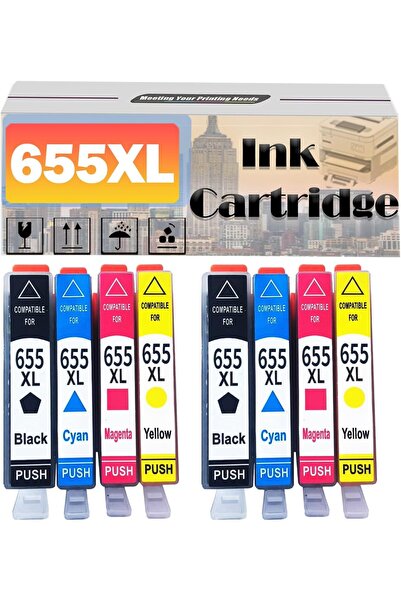 HP 655XL DeskJet 3525 4615 4625 5525 6520 6525 4 RENK MUADİL (1 Black, 1 Cyan...