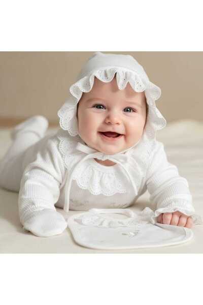 MİLAYS LİFE HOME COLLECTİON مجموعة من 5 قطع للأطفال من عمر 0-3 أشهر، مطرزة بت...