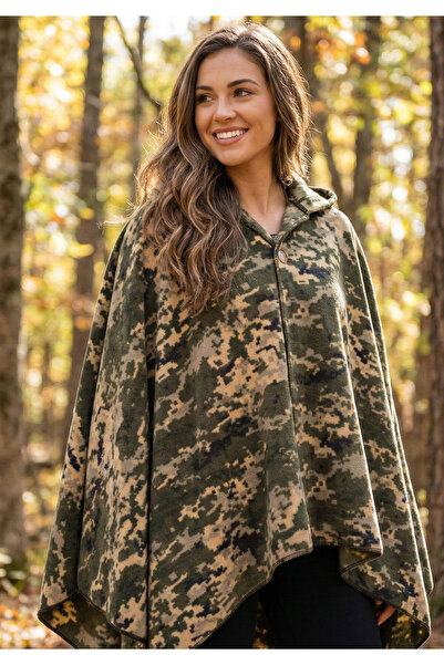 Exve Exclusive شال شتوي دافئ من الصوف الناعم المقاوم للتكور بنمط مموه باللون ...