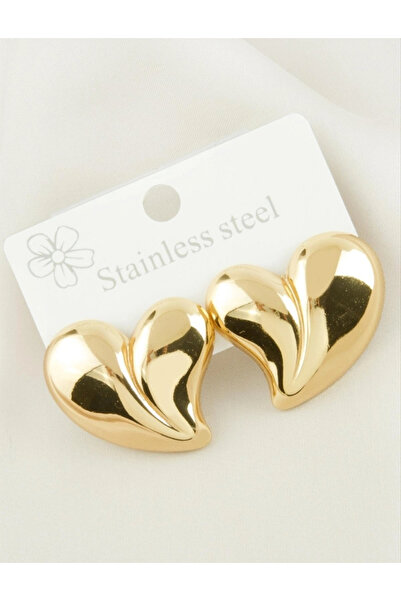 naaksesuar Gold Colored Steel Heart Earrings