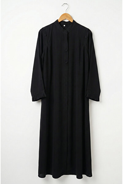 Nasa عباية كلاسيكية رسمية سوداء وانيقة بقماش ناعم