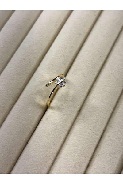 lotusbybuket Vip Model Single Stone Gold Star Detailed Design Ring