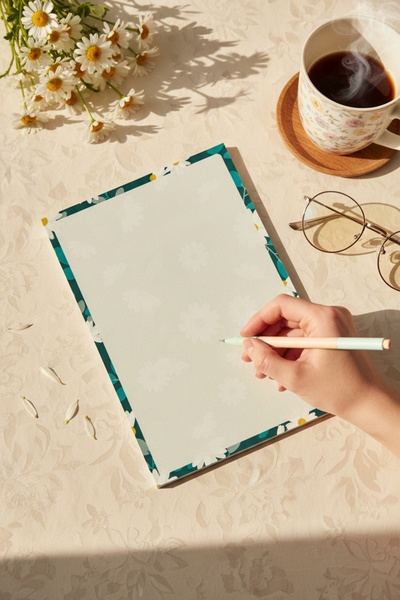 Renkli Zeka A5 Daisy Patterned Notepad – 110 Gr Thick Paper Notepad 50 Sheets...